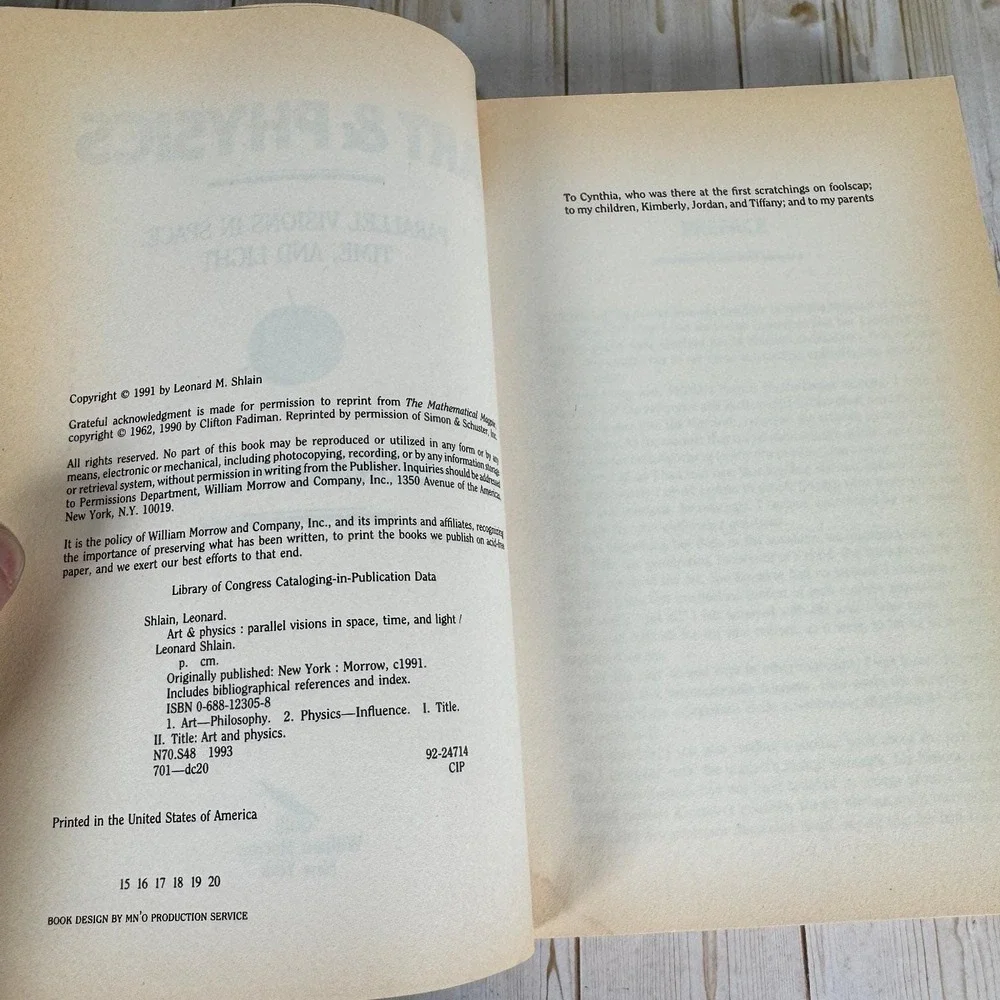 Art & Physics Shlain 1993 Parallel Visions Space Time Light Quill Nonfiction